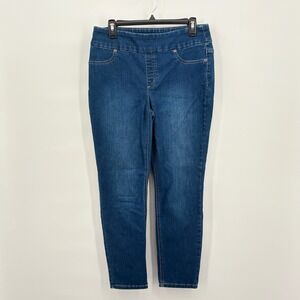 Chicos Perfect Stretch Soft Jegging Ankle Jeans Dark Wash Blue Size 1